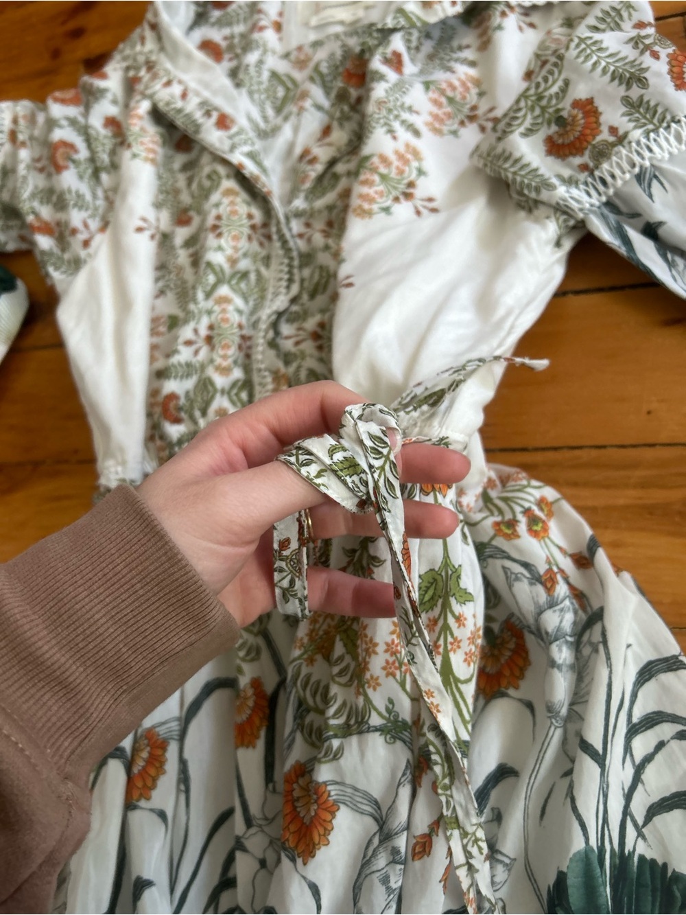 Anthropologie Button Down Eleanora Maxi Shirt Dress Botanical Motif silk medium - Picture 6 of 11